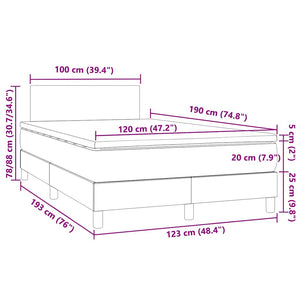 Boxspringbett mit LED 120x190 cm Weiß Kunstleder