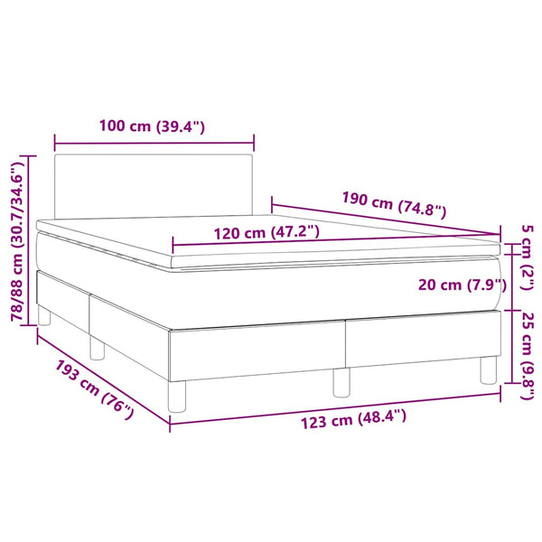 Boxspringbett mit LED 120x190 cm Weiß Kunstleder