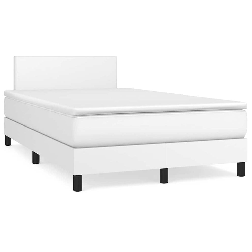 Boxspringbett mit LED 120x190 cm Weiß Kunstleder