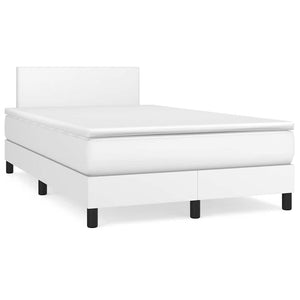 Boxspringbett mit LED 120x190 cm Weiß Kunstleder