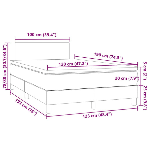 Boxspringbett mit LED 120x190 cm Grau