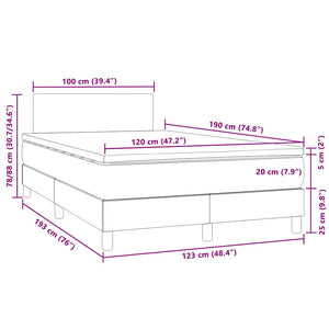 Boxspringbett mit Matratze & LED Dunkelgrau 120x190 cm