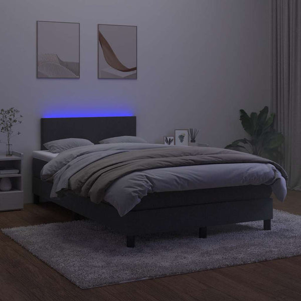 Boxspringbett mit LED Schwarz 120x190 cm Samt