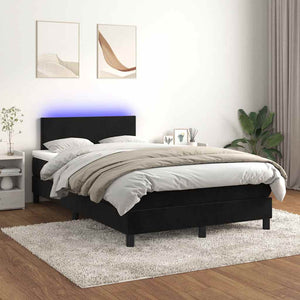 Boxspringbett mit LED Schwarz 120x190 cm Samt