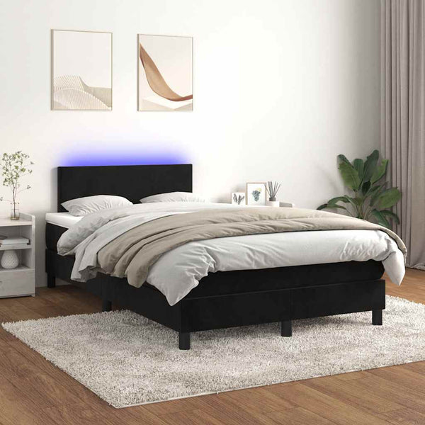 Boxspringbett mit LED Schwarz 120x190 cm Samt