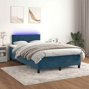 Boxspringbett mit LED & Matratze Dunkelblau 120x190 cm