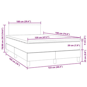 Boxspringbett mit LED & Matratze Dunkelblau 120x190 cm