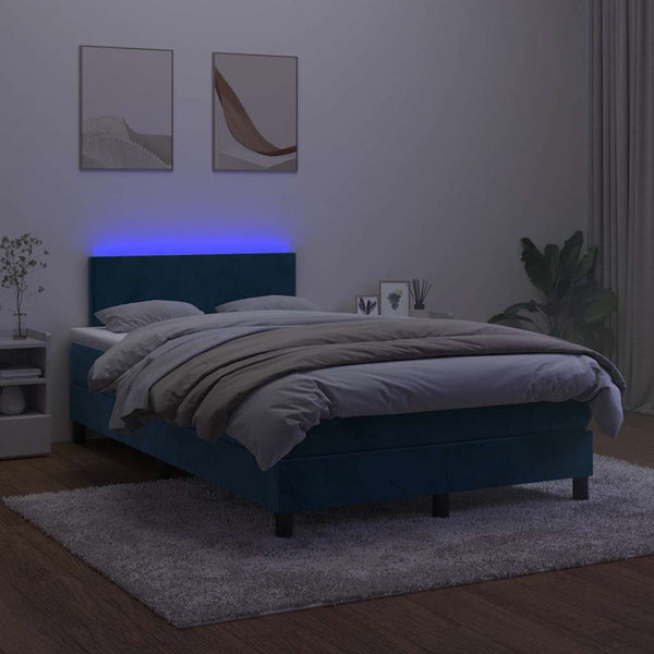 Boxspringbett mit LED & Matratze Dunkelblau 120x190 cm
