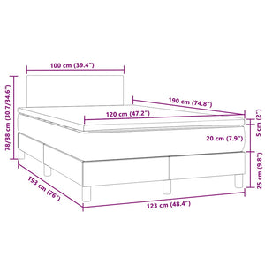 Boxspringbett Rosa mit LED 120x190 cm