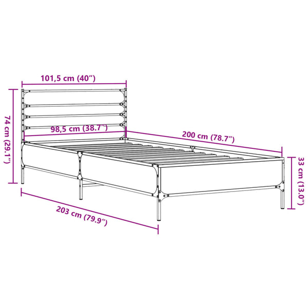 Bettgestell Sonoma Eiche 100x200 cm