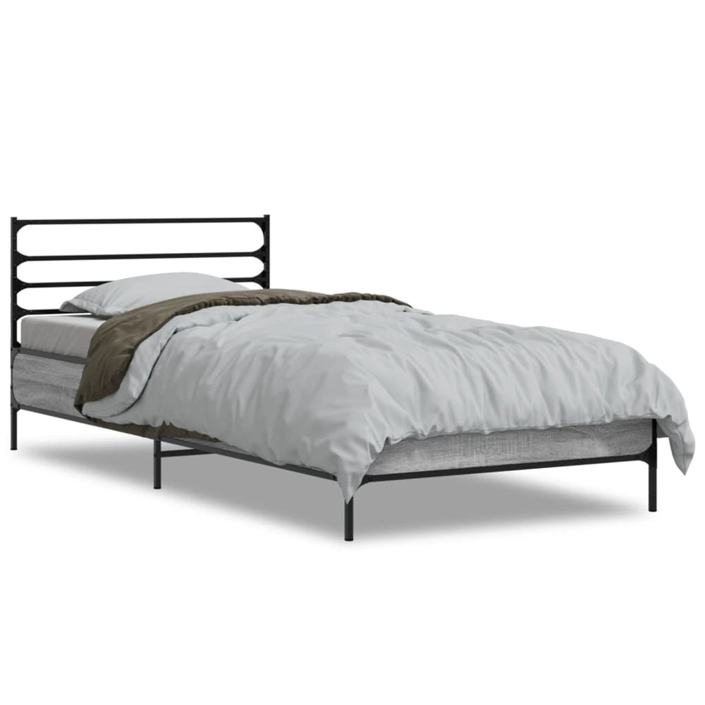 Bettgestell 90x190 cm Grau Sonoma