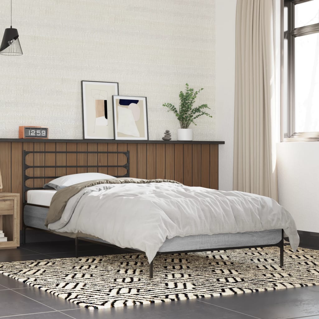 Bettgestell 90x190 cm Grau Sonoma