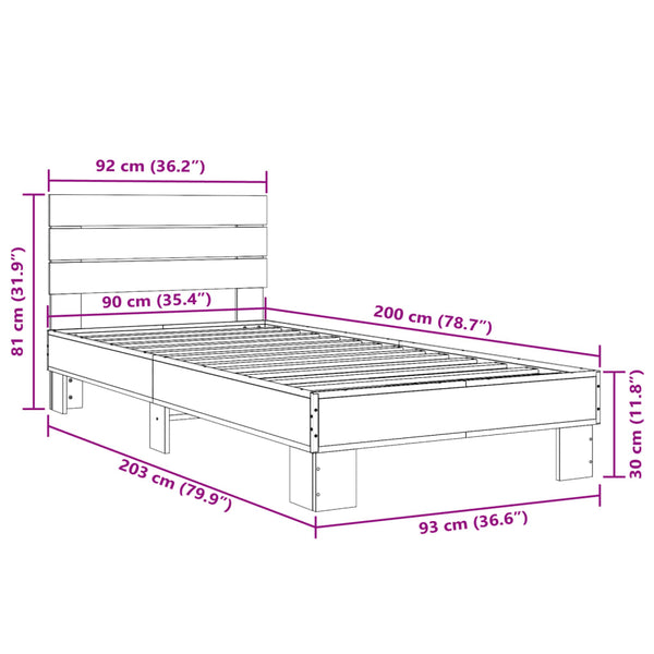 Bettgestell Sonoma-Eiche 90x200 cm