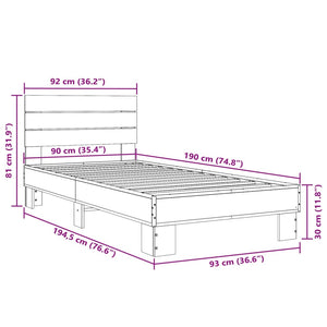 Bettgestell Sonoma-Eiche 90x190 cm