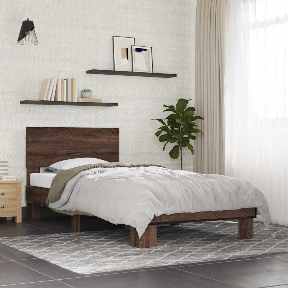 Bettgestell 90x200 cm Braun Eichen-Optik
