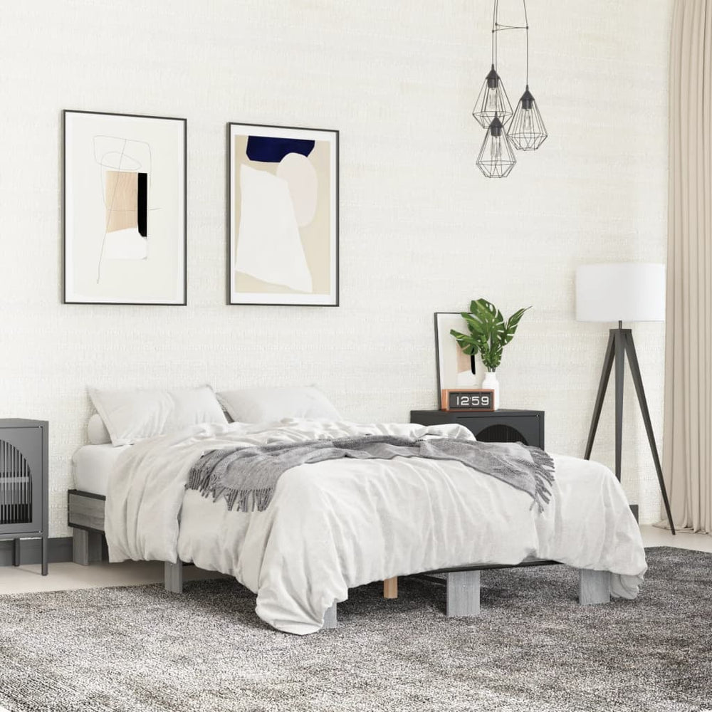 Bettgestell 120x200 cm Grau Sonoma