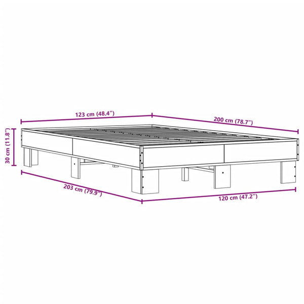 Bettgestell 120x200 cm Braun Eichen-Optik
