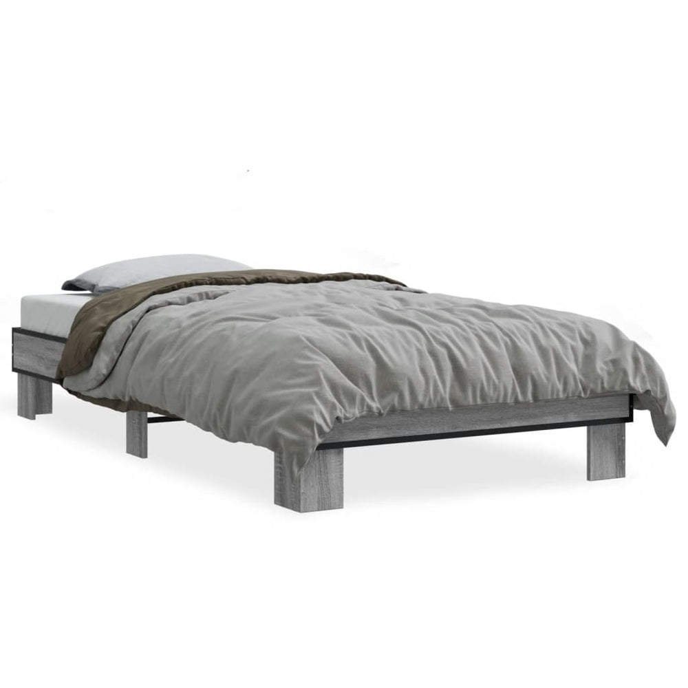 Bettgestell 100x200 cm Grau Sonoma