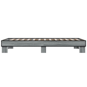 Bettgestell 100x200 cm Grau Sonoma