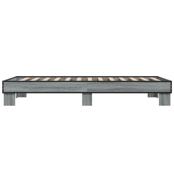 Bettgestell 100x200 cm Grau Sonoma
