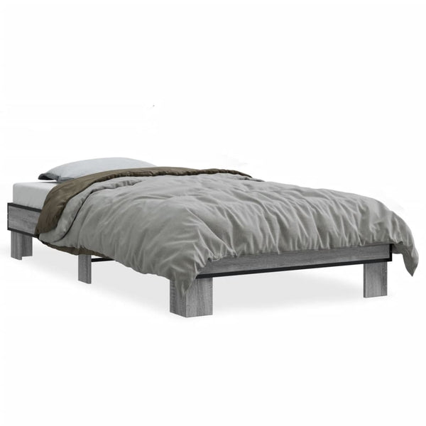 Bettgestell 90x200 cm Grau Sonoma
