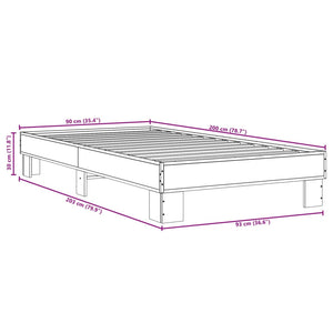 Bettgestell 90x200 cm Grau Sonoma