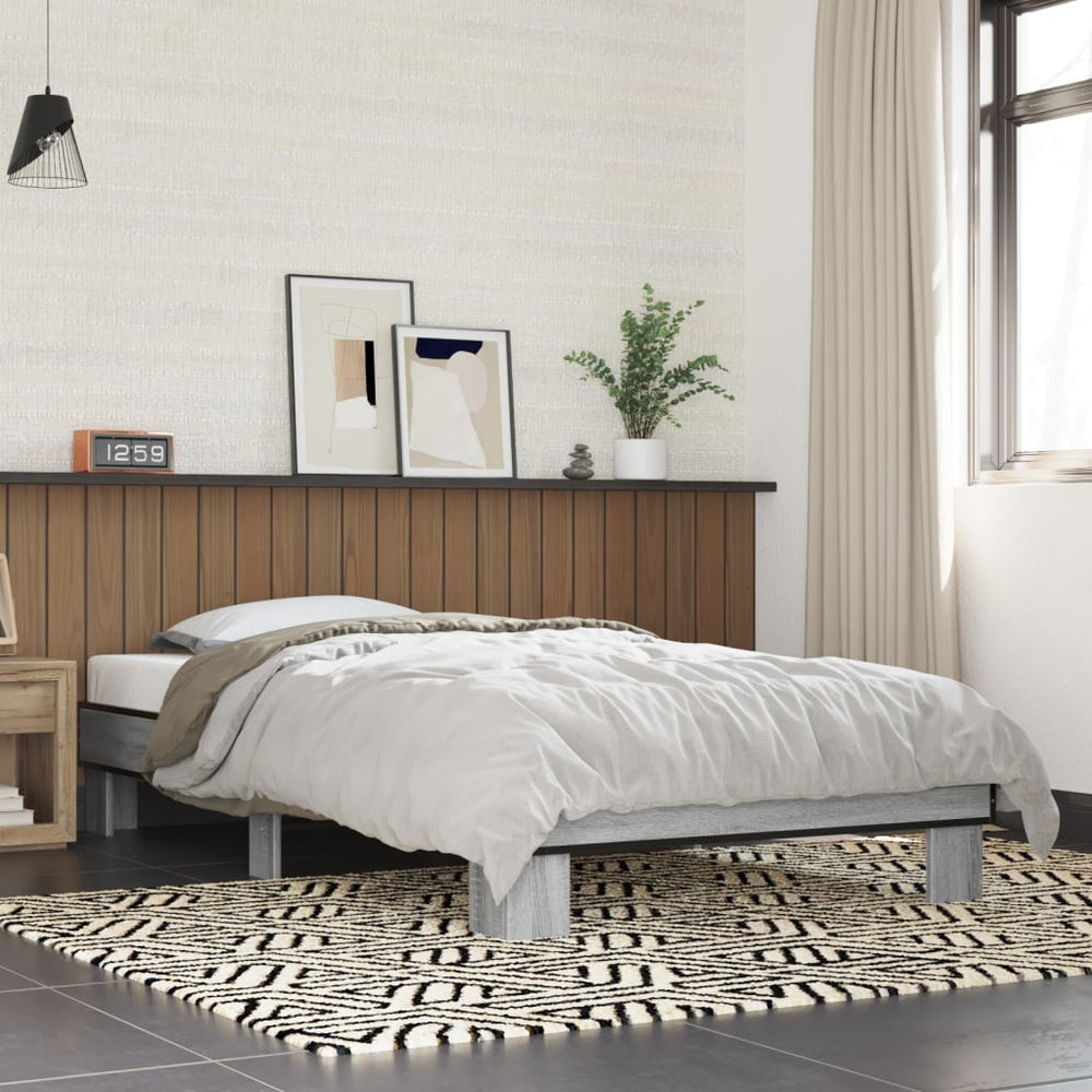 Bettgestell 90x200 cm Grau Sonoma