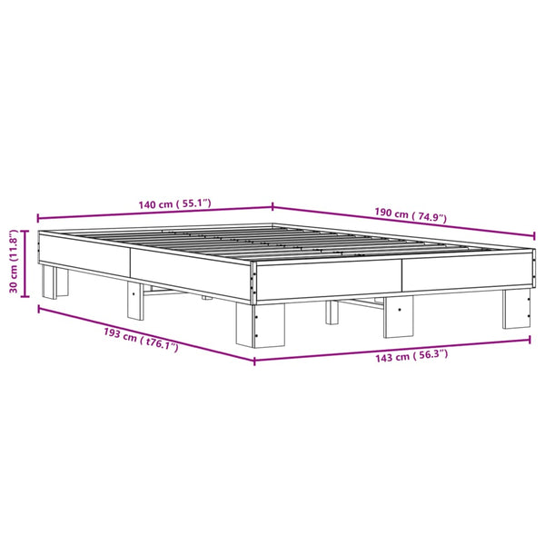 Bettgestell Braun Eichen-Optik 140x190 cm