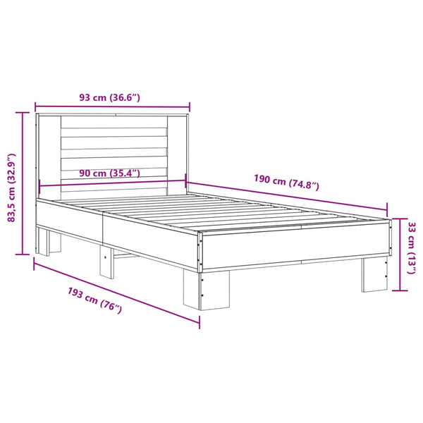 Bettgestell Braun Eiche 90x190 cm