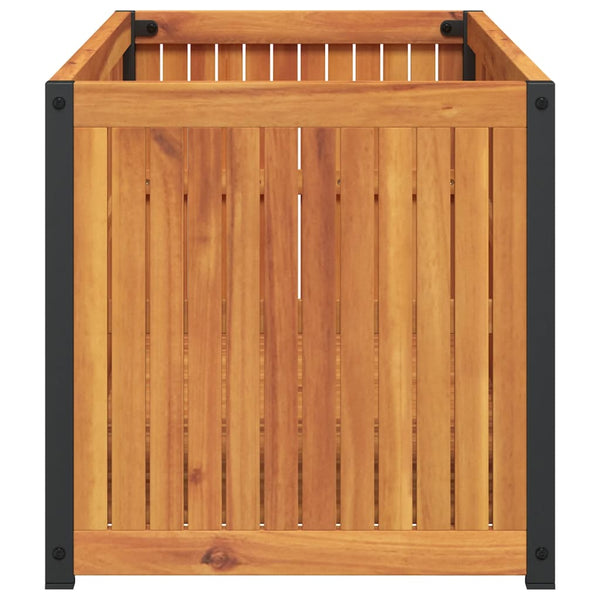 Pflanzkübel 110 cm Akazie Massivholz & Stahl