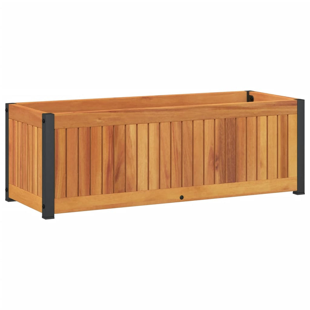 Pflanzkübel aus Akazienholz und Stahl, 80 cm