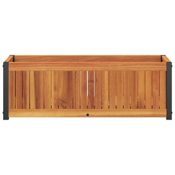 Pflanzkübel aus Akazienholz und Stahl, 80 cm