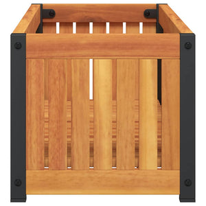 Pflanzkübel aus Akazienholz und Stahl, 80 cm