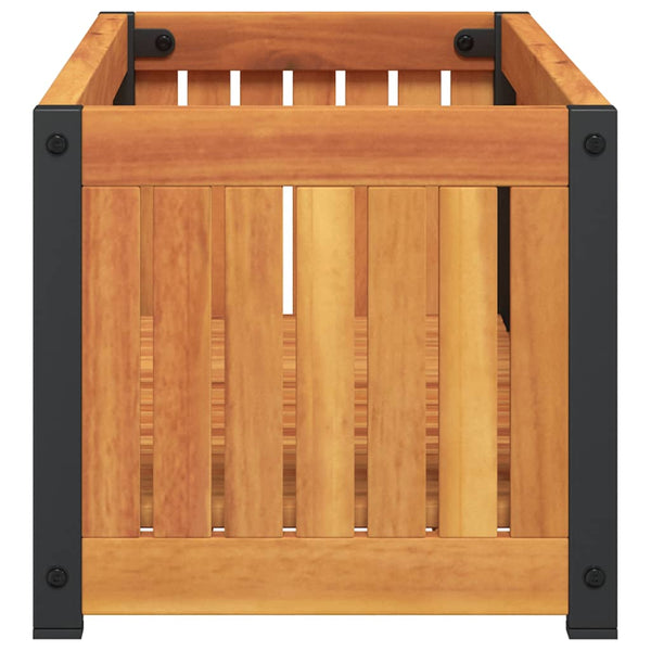 Pflanzkübel aus Akazienholz und Stahl, 80 cm