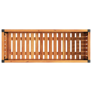 Pflanzkübel aus Akazienholz und Stahl, 80 cm