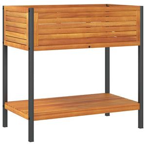 Pflanzkübel mit Ablage, 80cm Akazienholz