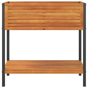 Pflanzkübel mit Ablage, 80cm Akazienholz