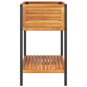 Pflanzkübel mit Ablage, 80cm Akazienholz