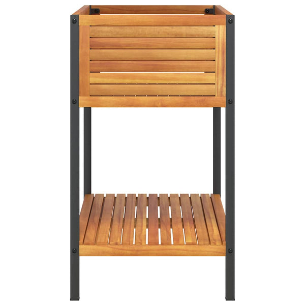 Pflanzkübel mit Ablage, 80cm Akazienholz