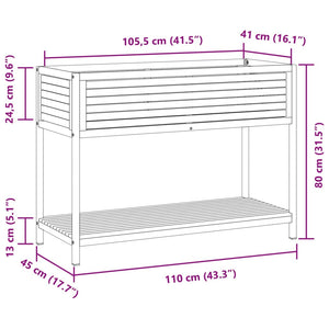 Pflanzkübel mit Ablage Akazie Massivholz 110x45x80 cm