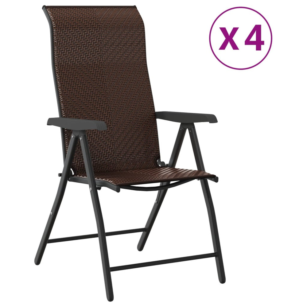 Klappbare Gartenstühle Braun Poly Rattan 4er Set