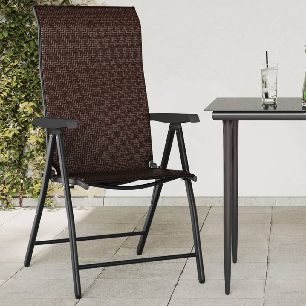 Klappbare Gartenstühle Braun Poly Rattan 4er Set