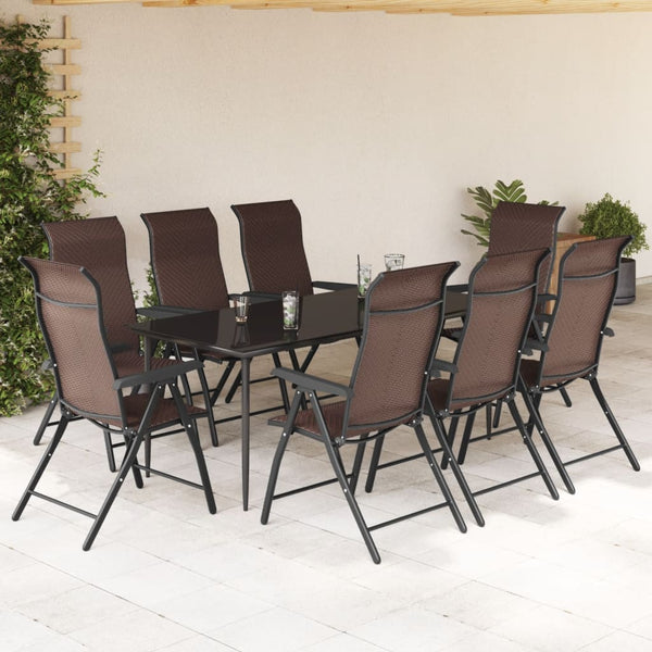 8er Set Klappbare Gartenstühle Braun Rattan