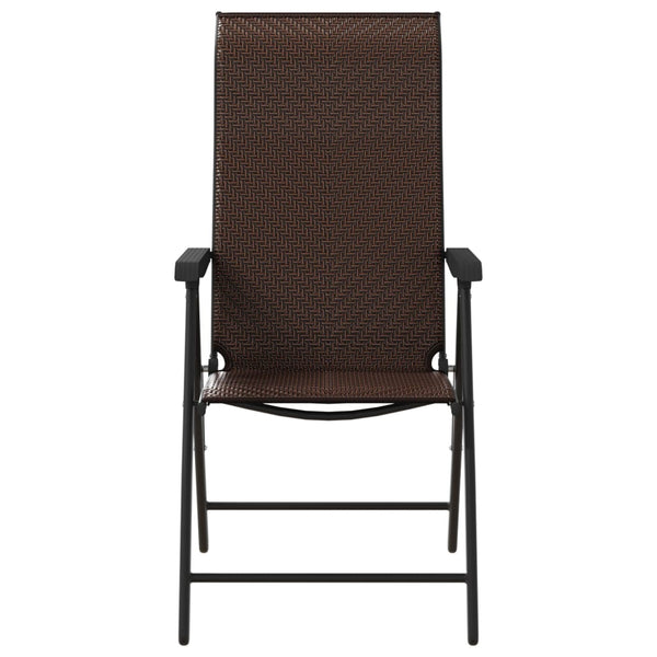 8er Set Klappbare Gartenstühle Braun Rattan