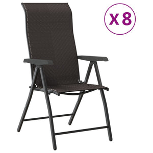 vidaXL Chaises de jardin 8 pcs Pliantes Noir marron café Résine tressée