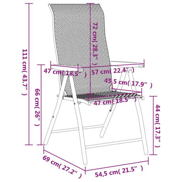 vidaXL Chaises de jardin 8 pcs Pliantes Noir marron café Résine tressée