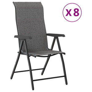 8er Set Klappbare Gartenstühle Grau Rattan