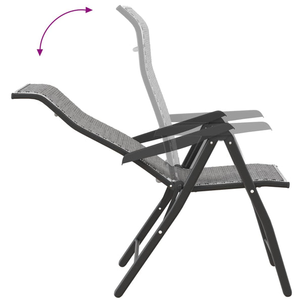8er Set Klappbare Gartenstühle Grau Rattan