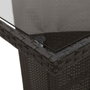 Garten Essgruppe 7-teilig Schwarz Rattan mit Kissen