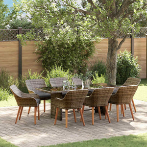 Garten Essgruppe 9-teilig Grau Poly Rattan